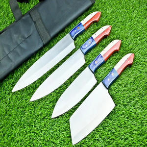 Ensemble de couteaux de cuisine 5 pièces faits à la main Lame en acier inoxydable D2 Utilitaire Tranchage Cleave Filet Paring Manche en os de bois - Product Image 1