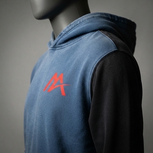 MATTIERA Mens Blue Black Two Tone Pullover <b>Hoodie</b> <b>Red</b> Logo Fleece Sweatshirt Streetwear Casual Hooded Tops Custom Wholesale OEMs - Product Image 5