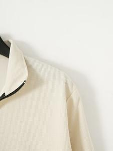 Sweat-shirt décontracté à demi-fermeture éclair avec col montant et manches longues 100% polyester teint uni Design solide - Product Image 6