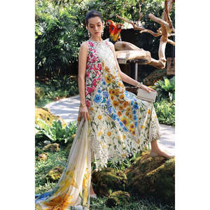 MPRINTS Women's 2026 Spring <b>Summer</b> Collection D10-A Embroidered Breathable Chiffon Lawn Bohemian Style Collarless Sleeveless - Product Image 4