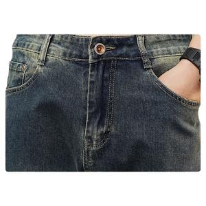 Jeans en denim extensible vintage sur mesure de qualité supérieure pour hommes, style streetwear, style urbain, bouton solide, service disponible - Product Image 2