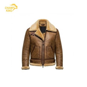 Veste en cuir pour homme en cuir de vache véritable doublure en satin col en fausse fourrure superposé veste 2025 - Product Image 1