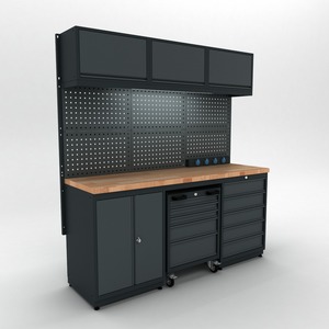 SteelX Banc de rangement pour garage Chariot à outils en métal Comptoir en bois Série pro modulaire Tiroirs en acier Chariot à outils - Product Image 1