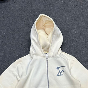 Vente en gros personnalisé 2025 nouveau Streetwear Hip-Hop pleine fermeture éclair à capuche 460 Gsm Y2k fermeture éclair élégant 100% coton hiver pour hommes - Product Image 3