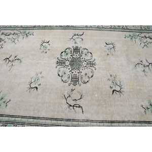 Grand tapis turc 6,46x10 pieds, tapis en laine vintage blanc patchwork - Product Image 5