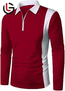 Jersey de algodón 100% para hombre, camisas de Polo de Golf, camisa de manga completa de línea Vertical Horizontal de peso de tela de punto de 180 gramos para hombre - Product Image 3