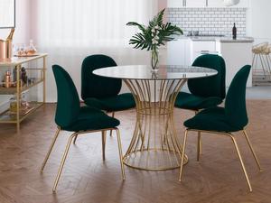 โต๊ะรับประทานอาหารฐานโลหะสีทองทันสมัยพร้อมกระจกตรงกลางสุดหรูและมีสไตล์สำหรับห้องนั่งเล่นหรือพื้นที่รับประทานอาหาร - Product Image 6