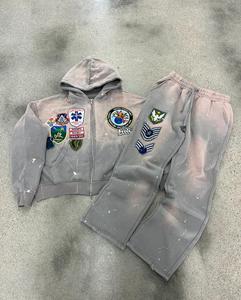 Men Embroidered 500G Custom Streetwear Straight Fit Wholesale Kids Jogging Clothes Fully Paid Tracksuit - Product Image 1