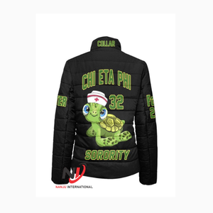 Chi Eta Phi Sorority Embroidery Women Satin Jacket | Sorority Embroidered Ladies Customised Silk Bomber Jacket - Product Image 3