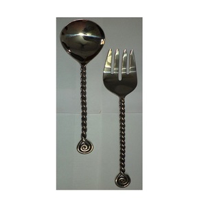 Juego de cubiertos antiguos de acero inoxidable, cuchara y tenedor con mango de acero inoxidable, para servidor de ensaladas, a la venta - Product Image 2