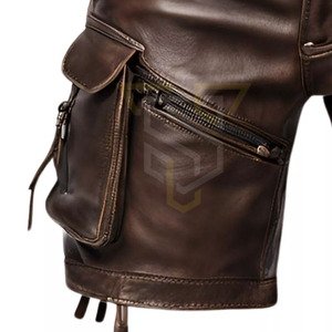 Shorts en cuir d'agneau légers et respirants pour hommes, design personnalisé en gros, motif uni, shorts en cuir pour adultes - Product Image 5