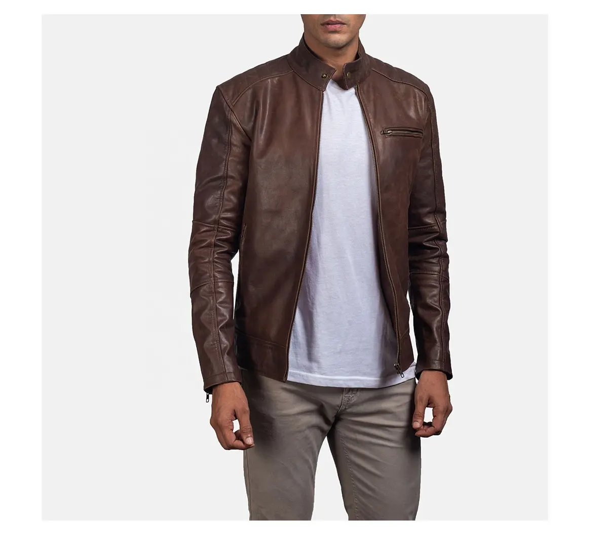 Nouvelle veste en cuir pour homme Super Soft Biker 100% pur cuir avec coque extérieure en cuir de vachette véritable et doublure intérieure en viscose matelassée