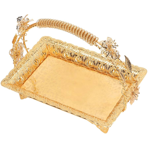 Plateau de service en aluminium antique personnalisable de haute qualité Design de luxe moderne Ustensiles de maison Plateau en métal décoratif Produits chauds - Product Image 6