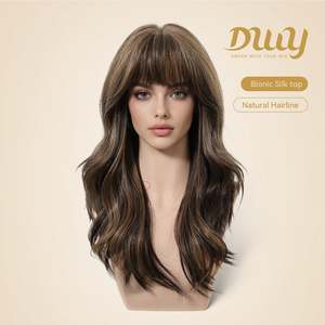 วิกผมสังเคราะห์ DWY Bionic Silk Top ยาว 22 นิ้ว แบบลอนคลื่นสีบรอนด์บาเลยาจ ไม่ต้องใช้กาว พร้อมหน้าม้าใส คุณภาพสูง รุ่นใหม่ล่าสุด - Product Image 2