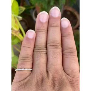 Bague demi-éternité en argent 925 avec zircone cubique, plaqué or rose et rhodium, forme géométrique, incrustation 18 carats pour bijoux de fiançailles - Product Image 2