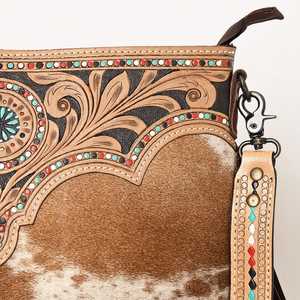 กระเป๋าหนังสะพายข้างสไตล์โรดิโอสำหรับผู้หญิง น้ำหนักเบา ดีไซน์ทันสมัย แต่งลายตะวันตก พร้อมพู่ห้อย - Product Image 3