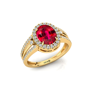 IGI chứng nhận phòng thí nghiệm phát triển <span class=keywords><strong>Ruby</strong></span> kim cương tự nhiên rắn vàng prong Set Rhodium mạ Nhẫn cưới sang trọng cho phụ nữ Birthstone Đảng - Product Image 1