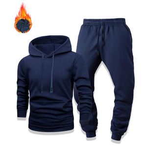 Chándal de lana de algodón pesado de gran tamaño unisex, Sudadera con capucha 450GSM y pantalones para correr, traje de invierno - Product Image 5