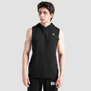 เสื้อกล้ามออกกำลังกายผู้ชายสีดำแบบมีฮู้ด ทรงเข้ารูป สไตล์สตรีท ไซส์ XL ผลิตจากผ้าฝ้ายและโพลีเอสเตอร์ ลายเรียบ - Product Image 1