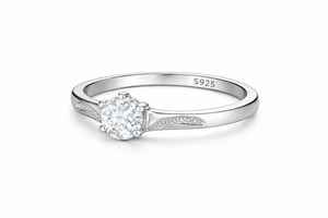 Anillo Minimalista de Plata de Ley 925 con una Sola Piedra, Anillo de Plata Maciza para Mujer, Uso Diario, Moda - Product Image 2