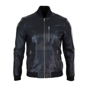 Chaqueta Bomber de Cuero con Cuello Alto de Nuevo Diseño para Hombre, Mangas Largas, Cremallera Completa en la Parte Delantera, Logotipo, Impermeable, Chaqueta de Invierno - Product Image 1