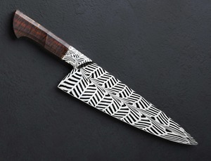 Couteau de chef fait main en acier inoxydable à manger sur la lame avec manche en bois cadeau pour votre ami et votre mère. - Product Image 6