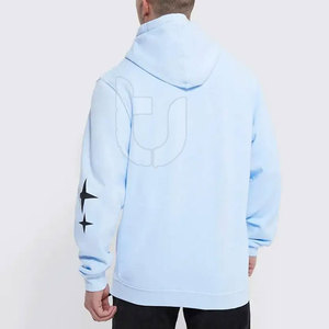 เสื้อสเวตเตอร์มีฮู้ดของผู้ชายผ้าฝ้าย100% มีฮู้ดพิมพ์ลายพัฟสีพื้นย้อมสีเรียบเพื่อความสบายในฤดูหนาว - Product Image 2