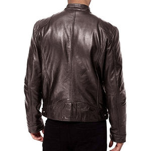 Veste en cuir PU respirante et écologique pour hommes, vente en gros, manches longues, col montant, tissu en toile, veste pour hommes - Product Image 3