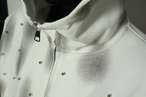 OEM Custom 100% Cotton Lined Fleece Full <b>Zip</b> Hoodie with Distress Acid Wash and Rhinestones - Product Image 2