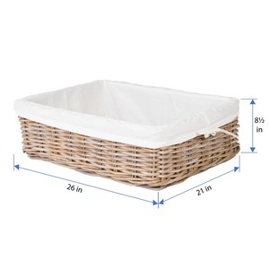 Cesta rectangular rústica de ratán, cesta de almacenamiento hecha a mano, venta al por mayor, ecológica, hecha en Vietnam - Product Image 3