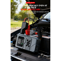 Démarreur de secours 2-en-1 pour voiture/moto/camion 8000mAh avec manomètre numérique, gonfleur de pneus et lumière d'urgence
