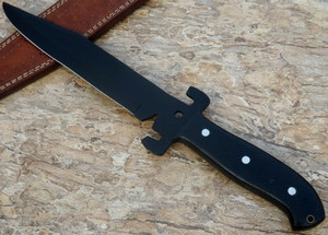 LE MANCHE DE LAME EN ACIER DAMAS FAIT MAIN SUR MESURE EST EN MICARTA NOIR AVEC UN REVÊTEMENT NOIR par COUTEAUX MAKER. - Product Image 6