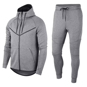 Ensemble de survêtement décontracté deux pièces pour homme : sweats à capuche et pantalons de survêtement unis, légers, pour l'hiver, vente en gros - Product Image 1