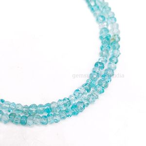 Cuentas de piedras preciosas de apatita del cielo de grado superior, joyería de cuentas Rondelle facetadas de apatita Natural, collar de cuentas de apatita para su joyería delicada - Product Image 3