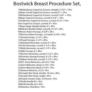 ชุดเครื่องมือผ่าตัดเสริมหน้าอกแบบใช้ซ้ำได้ ทำจากเหล็กกล้าไร้สนิมเกรดทางการแพทย์ สำหรับการผ่าตัดเสริมหน้าอกแบบ Bostwick - Product Image 2