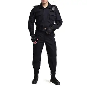 Prix d'usine personnalisé design bleu vêtements de travail pour gardes du personnel uniforme de sécurité ensembles veste et pantalon pour hommes