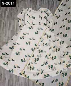 Vêtements ethniques indiens Faux Georgette solide avec robe Maxi de travail imprimée numérique avec paire Dupatta pour mariage et tenue de festival - Product Image 4