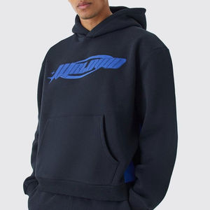 Ensemble de survêtement streetwear pour homme fabriqué au Pakistan, patchwork, sweat-shirt brodé délavé, vente en gros, pour l'hiver - Product Image 5