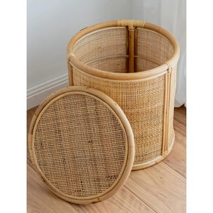 Rattan Large Laundry <b>Basket</b> Clothes Organizer Kids Toys Sundries <b>Storage</b> <b>Baskets</b> Laundry Hamper With <b>Lid</b> - Product Image 2