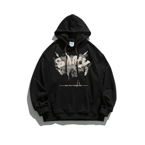 Sweats à capuche personnalisés avec impression bouffante Sweats à capuche personnalisés en coton vierge éponge avec strass Sweats à capuche personnalisés surdimensionnés et lourds pour hommes - Product Image 2