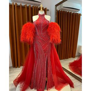 Vestido de Noche Largo para Mujer Scarlet Feather Royale, de Gasa, Cintura Natural, con Lentejuelas y Perlas, para Fiestas y Eventos Formales - Product Image 1