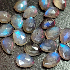 Natural Labradorite Pear <b>Rose</b> Cut Faceted <b>Top</b> Quality 9x13mm <b>Top</b> Quality - Labradorite Pear <b>Rose</b> Cut Faceted - Product Image 1