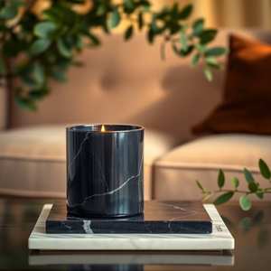 Bougeoir en pierre décorative de pot de bougie de marbre poli rond pour la décoration à la maison - Product Image 1