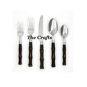 Design avantageux Ensemble de couverts cuillère et fourchette en acier inoxydable Ensemble de couverts avec poignées en bois à vendre - Product Image 5