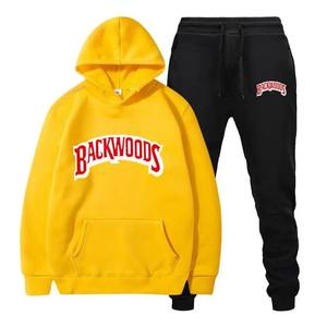 <b>Men's</b> Embroidered <b>Fleece</b> <b>Hooded</b> Tracksuit Set Thick Warm Waterproof Breathable Sportswear - Product Image 3