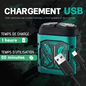 Afeitadora Eléctrica Portátil Impermeable IPX7 para Hombre, Fácil de Limpiar, Carga USB, Maquinilla de Afeitar Facial con Cabezales Giratorios para Viajes - Product Image 3