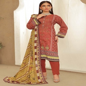 Traje moderno de tres piezas Salwar Kameez para mujer, vestido de Panjabi paquistaní bordado en el césped de algodón diseñado por Bin Hameed Vol MAYA - Product Image 2