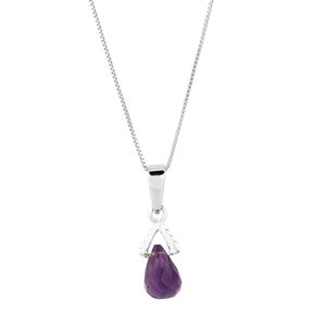 Shah Gems Women's Natural Amethyst Pendant 925 Sterling <b>Silver</b> Crystal <b>Charms</b> - Product Image 1