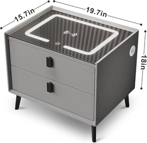 With 3 Drawers Smart <strong>Bedside</strong> <strong>Table</strong> USB <strong>Charging</strong> Nightstand Coffee End <strong>Table</strong> With Speaker and Wireless Charge Bed Room Drawers - Product Image 3