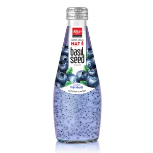 Prezzo di fabbrica del fornitore bevanda semi di basilico bottiglia di vetro da 290 ml succo di semi di basilico con succo di mirtillo